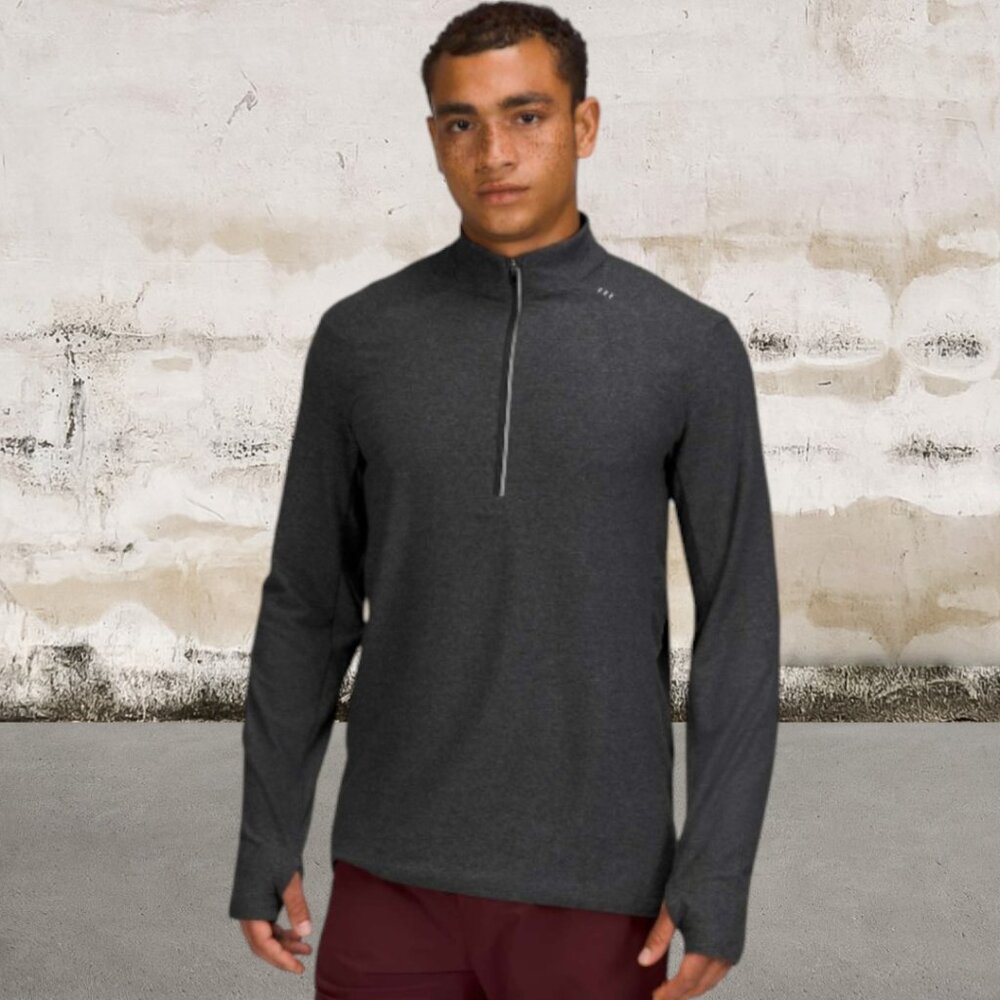 Lululemon Surge Warm Half-Zip Heathered Graphite Grey / Black Size XXL